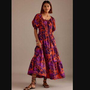 New  L By Anthropologie The Somerset maxi dress puff sleeve edition purple